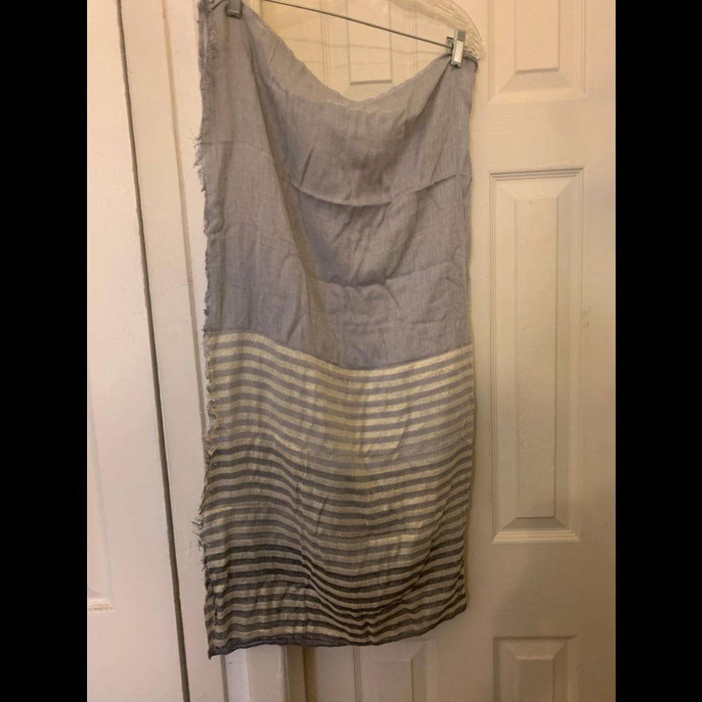 Bloomingdales Colorblocked Gray & Gold Scarf